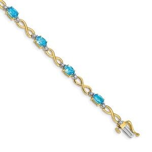 Kazi Luxury 14k Blue Topaz and Diamond Infinity Bracelet